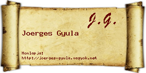 Joerges Gyula névjegykártya